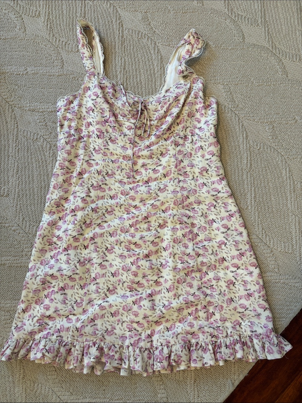 Astr Floral Ivory and Pink Mini Slip Dress